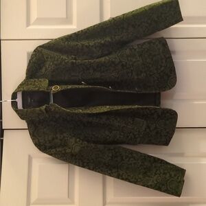 TALBOTS CORDUROY BUTTON JACKET Chocolate Brown & Olive Green